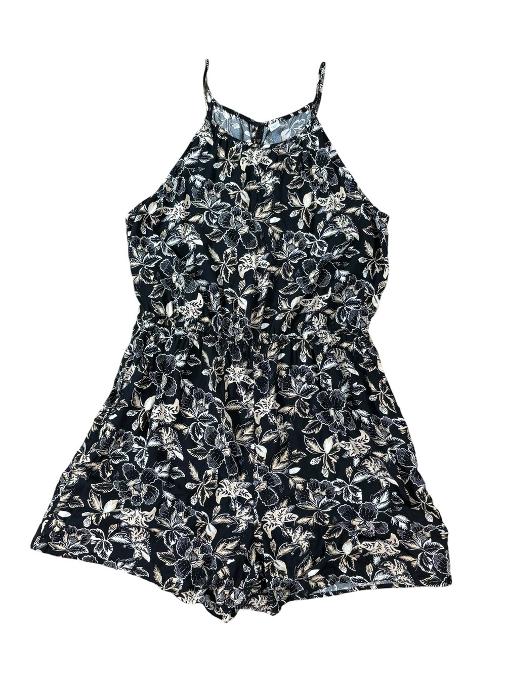 Woman’s Old Navy floral neutral sleeveless romper size XL
